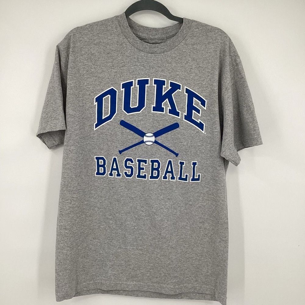 Mens‎ Duke Blue Devils Baseball short sleeved Tee Gray/blue/white large